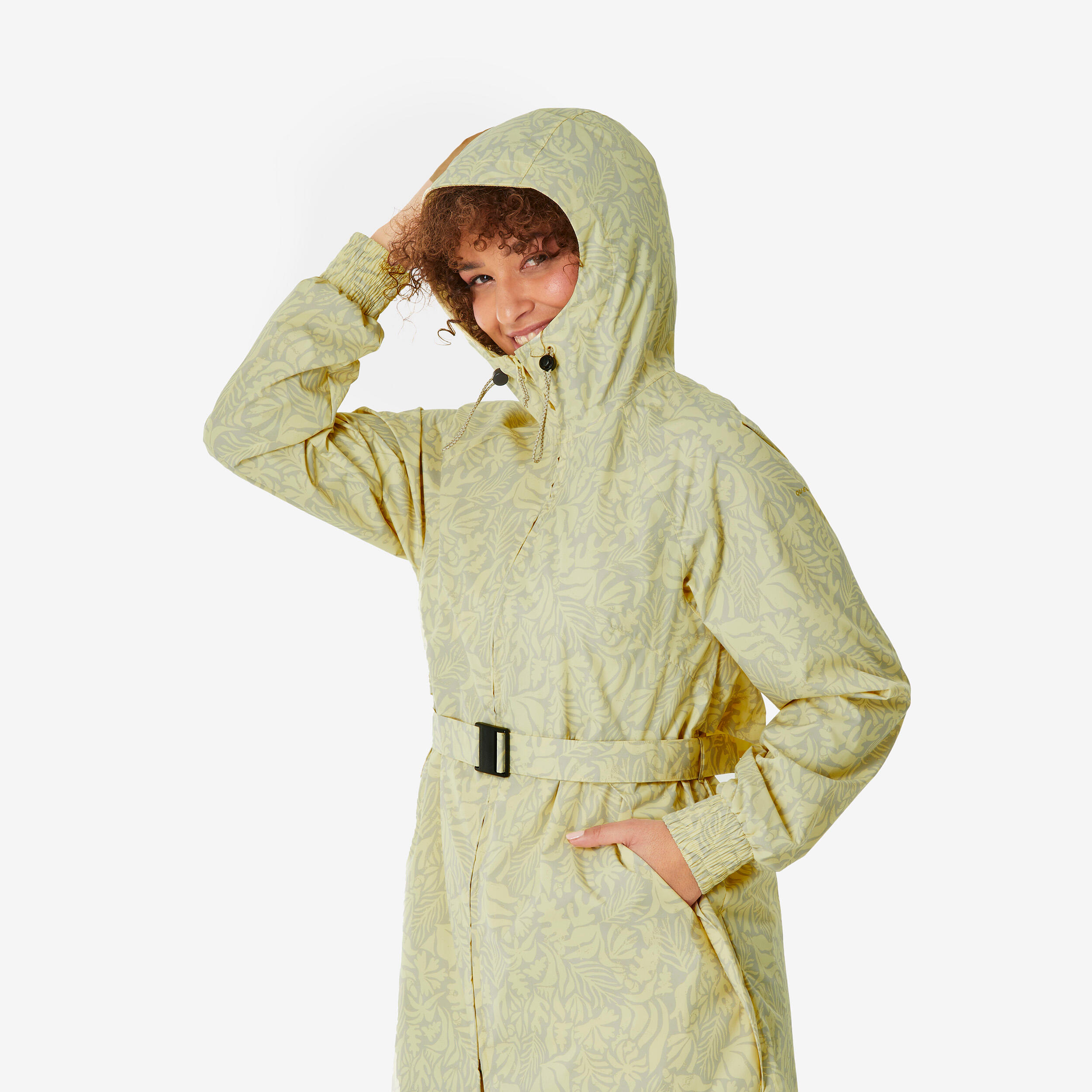 Chamarra de senderismo impermeable mujer - Raincut Larga amarillo
